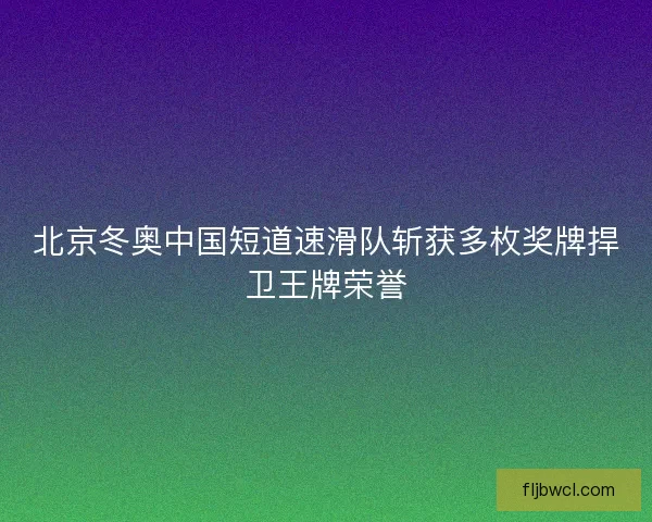 北京冬奥中国短道速滑队斩获多枚奖牌捍卫王牌荣誉